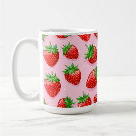 Jordgubbsmönster läckra godis jordgubbar kaffemugg