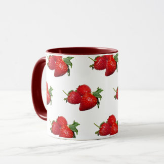 Jordgubbsmönstrad kaffekopp | Röd frukt-kopp