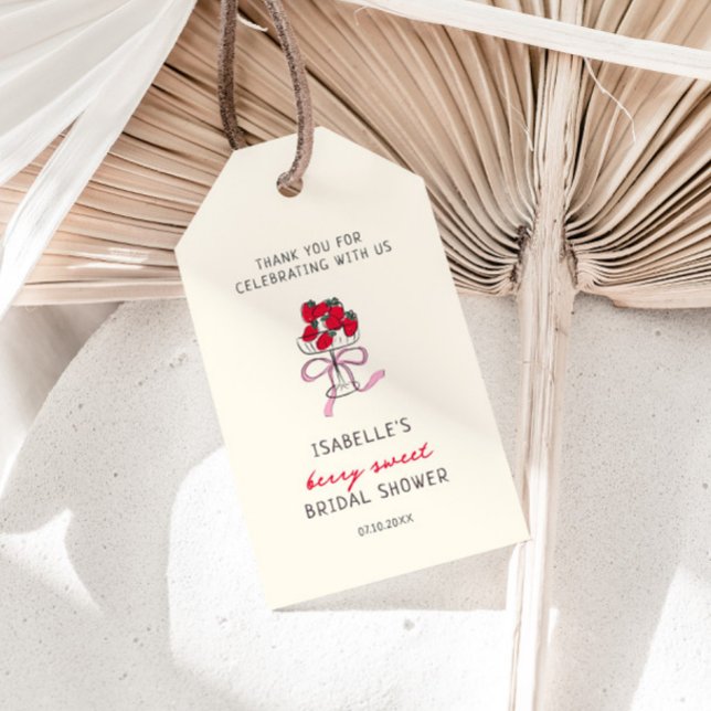 Jordgubbsmysig bröllopsbrunch för bruden presentetikett (Skapare uppladdad)