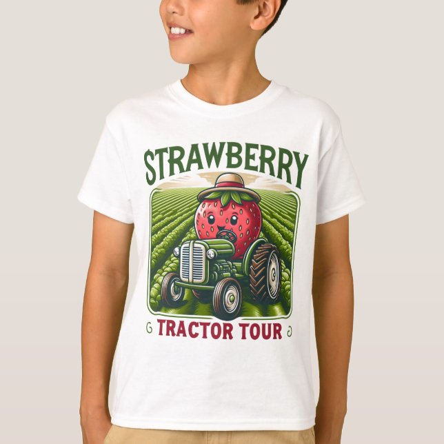 Jordgubbsodlare Fält Tractor Tour Cute Farm T Shirt (Framsida)