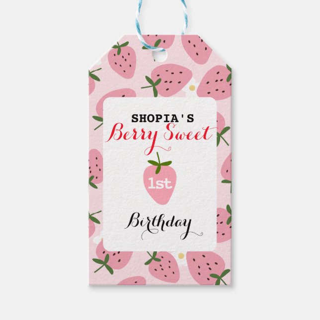 Jordgubbsodling - första födelsedag presentetikett (Framsidan)