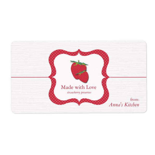 Jordgubbspartier - etiketter för livsmedelsbehålla fraktsedel (Framsidan)