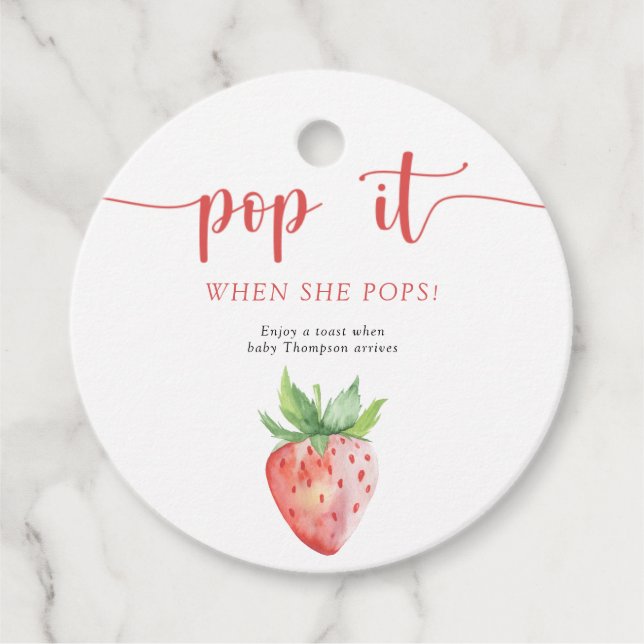 Jordgubbspets när hon poppar gåvor etiketter (Framsida)