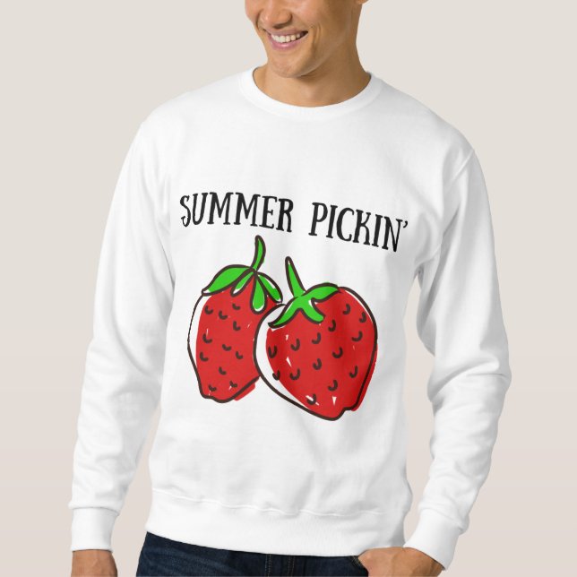 Jordgubbsplockning, fruktplockning, sommarplocknin lång ärmad tröja (Framsida)