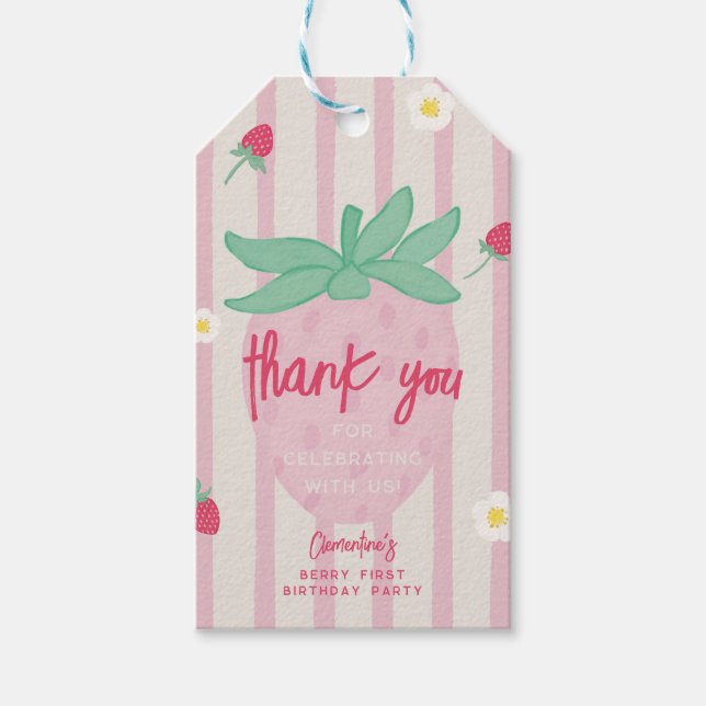 Jordgubbspresent Första festen presentkortsetikett Presentetikett (Framsidan)