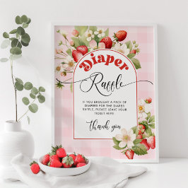 Jordgubbsraffelskylt. Berry diaper raffle Poster