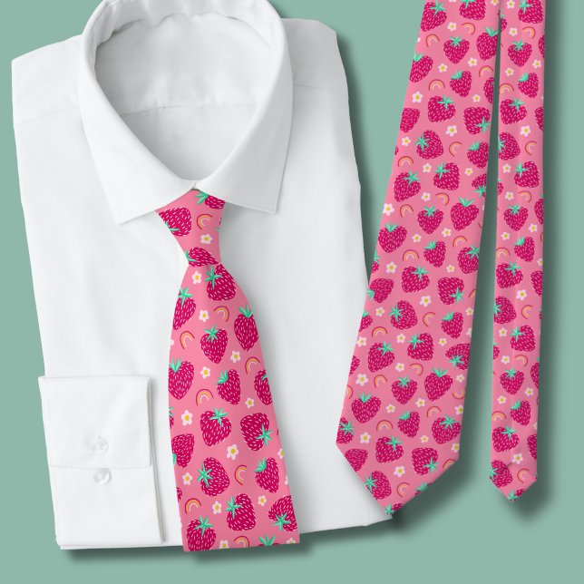Jordgubbsregnbåge Tusenskönamönster Slips (Strawberry daisy rainbow summer tie)