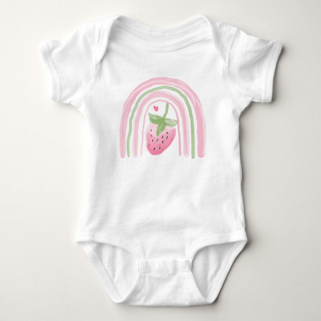 Jordgubbsregnbåge Vattenfärg  T Shirt (Framsida)