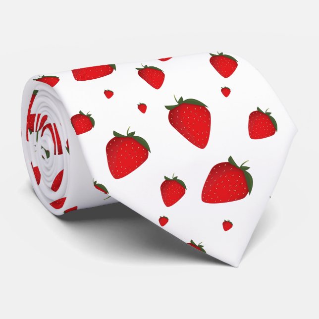Jordgubbsröd vit frukt, Mönster Slips (Rullad)