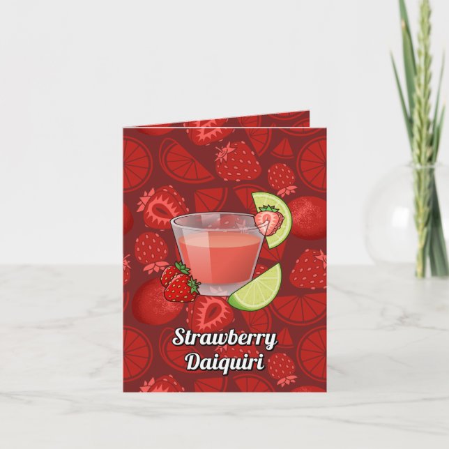 Jordgubbsröntgen Daiquiri Cocktail Recipe Kort (Framsida)