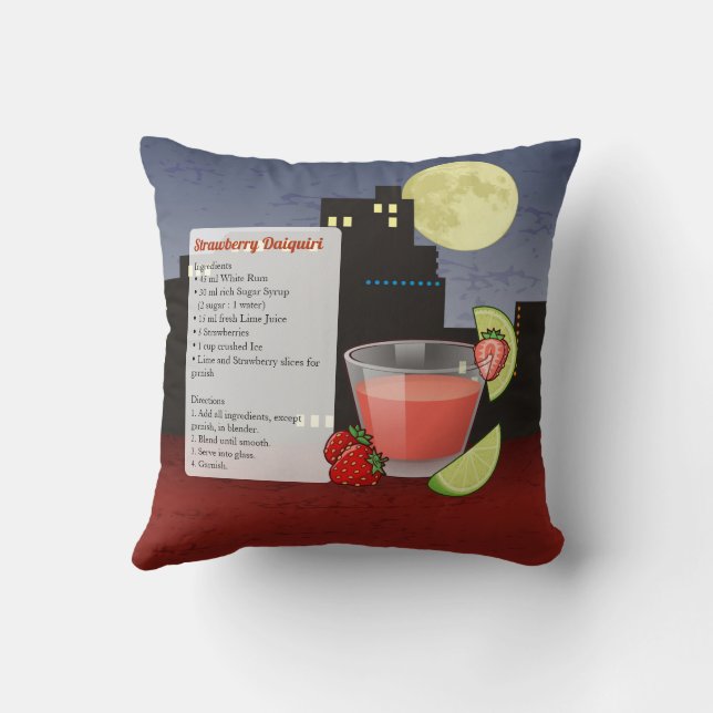 Jordgubbsröntgen Daiquiri Cocktail Recipe Kudde (Baksida)