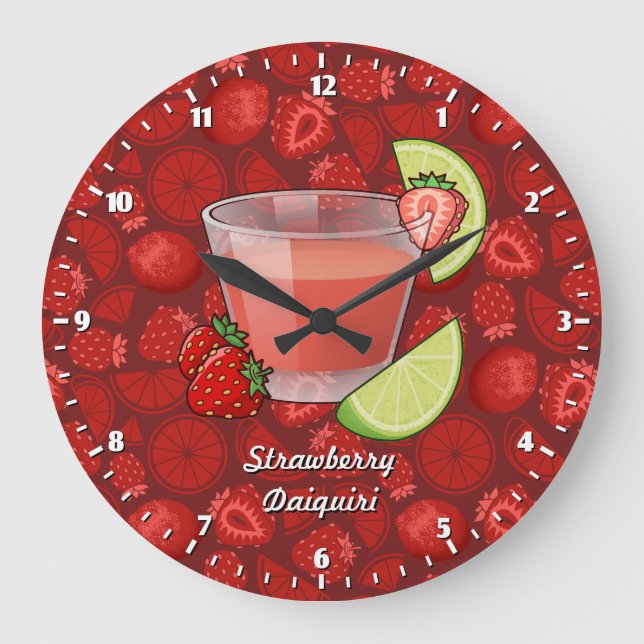 Jordgubbsröntgen Daiquiri Large Clock Stor Klocka (Framsida)