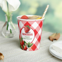 Jordgubbsrött Gingham Picnic Papprare Kopp