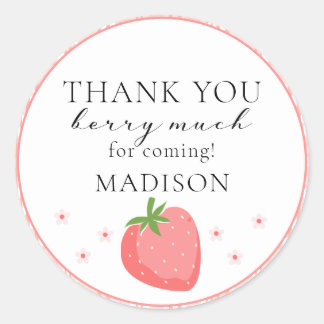 Jordgubbsrund Stickers Berry Första födelsedag Runt Klistermärke