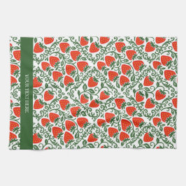 Jordgubbsrustik fransk lanthushållsstil  kökshandduk