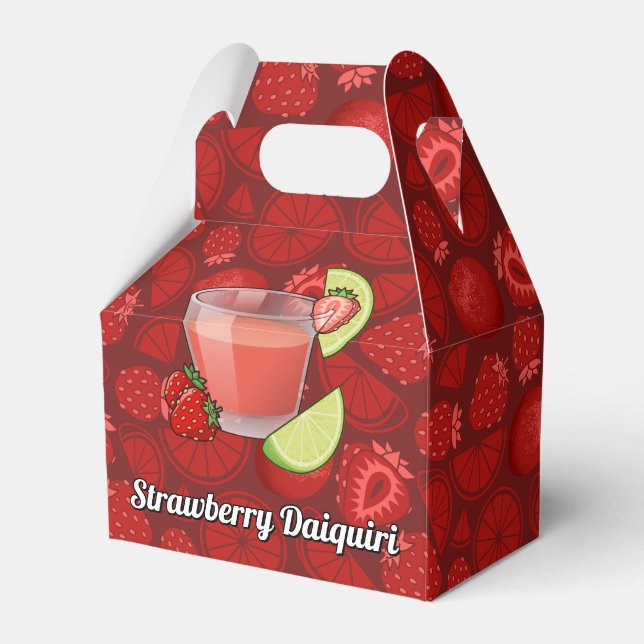 Jordgubbsruta för Daiquiri Favor Box Presentaskar (Framsidan Sidan)