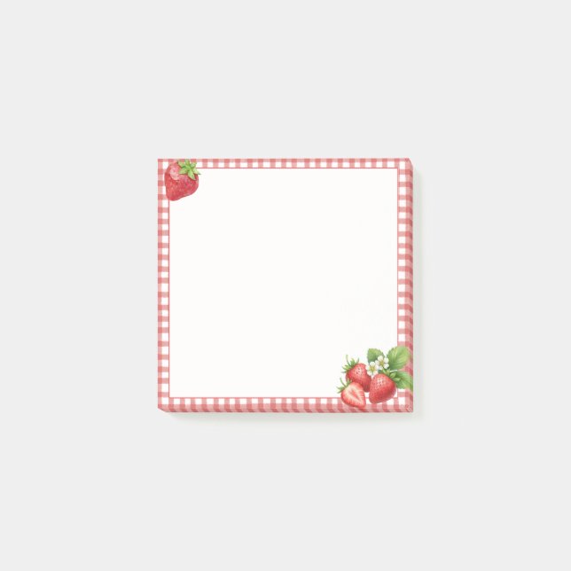 Jordgubbsrutiga Post-it®-lappar Post-it Block (Framsida)
