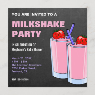 Jordgubbsshake Baby Shower Inbjudningar