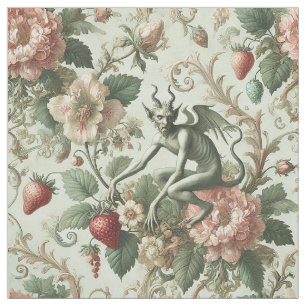 Jordgubbssins - Gothic Påstående Tile Tyg
