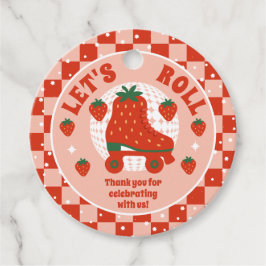 Jordgubbsskal | Retro Roller Skating Birthday Gåvor Etiketter