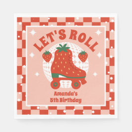 Jordgubbsskal | Retro Roller Skating Birthday Pappersservett