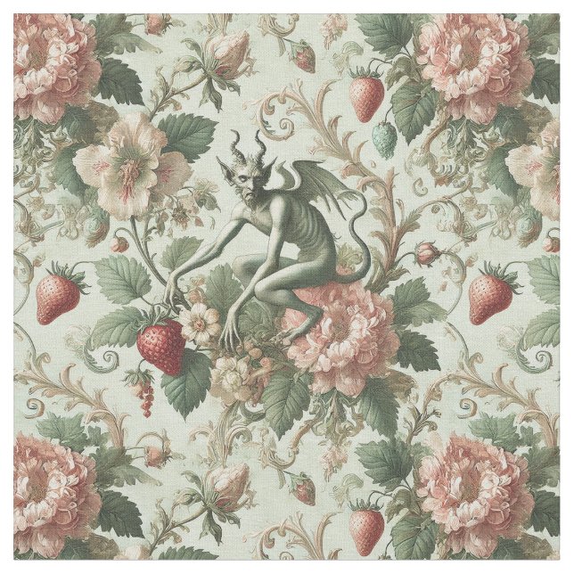 Jordgubbsskorts - Gothic Classic Tile Tyg (Närbild)