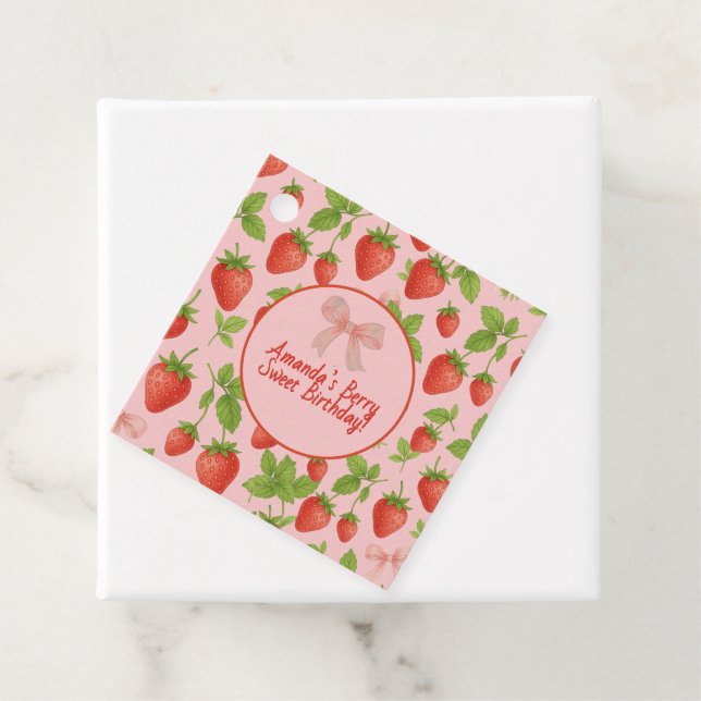 Jordgubbssötad Barns födelsedag Party - Gåvor Etiketter (På plats)