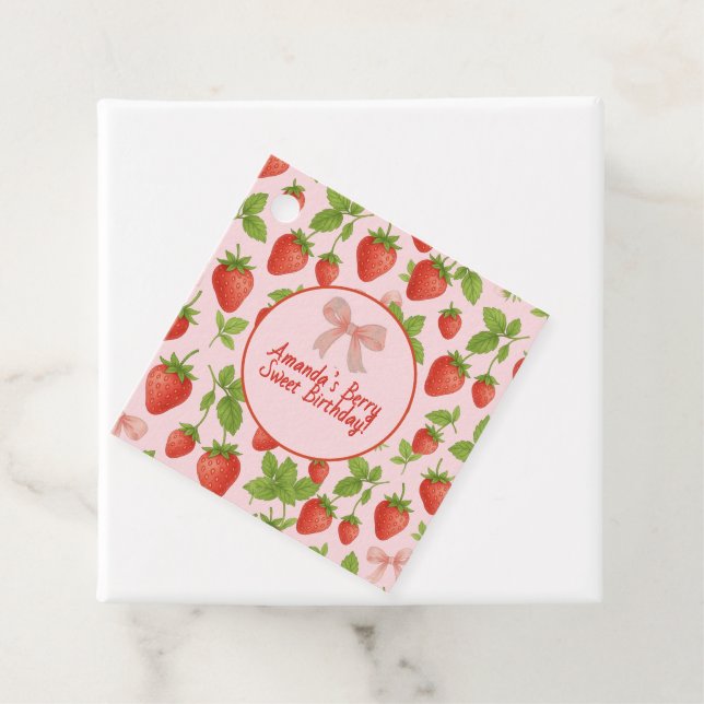 Jordgubbssötad Barns födelsedag Party - Gåvor Etiketter (På plats)