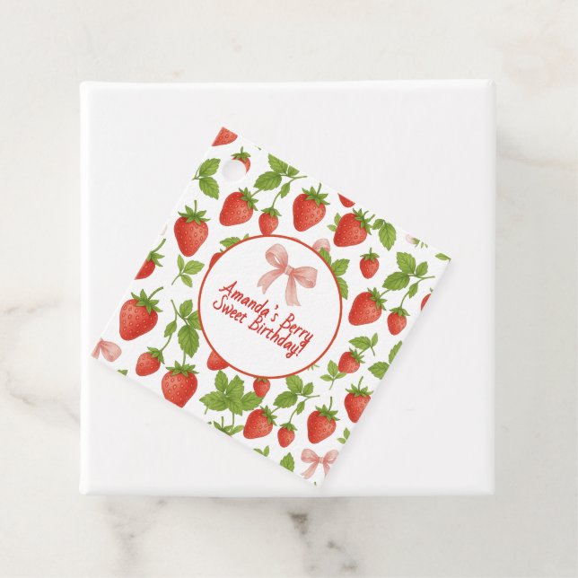 Jordgubbssötad Barns födelsedag Party - Gåvor Etiketter (På plats)