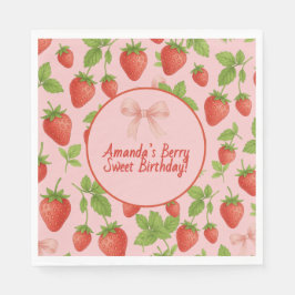 Jordgubbssötad Barns födelsedag Party Pappersserve Pappersservett