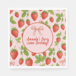 Jordgubbssötad Barns födelsedag Party Pappersserve Pappersservett