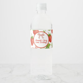 Jordgubbssötad Barns födelsedag Party - Vattenflaskor Etikett
