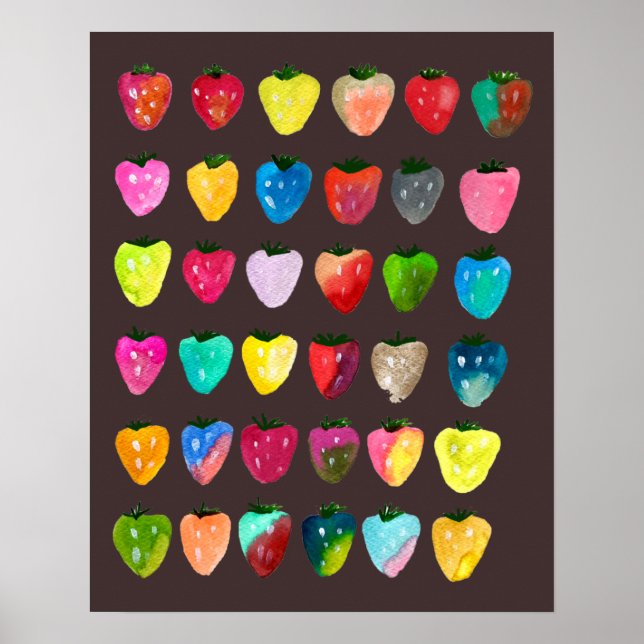 Jordgubbssöthet söt, vit, vattendjup poster (Framsidan)