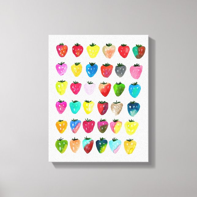 Jordgubbssötma söt frukt, vattenfärg canvastryck (Framsida)