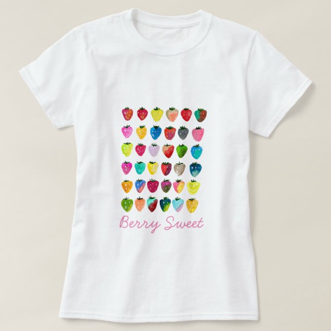 Jordgubbssötma söt frukt, vattenfärg t shirt (Design framsida)