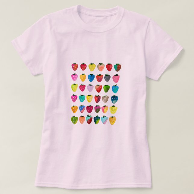 Jordgubbssötma söt frukt, vattenfärg t shirt (Design framsida)