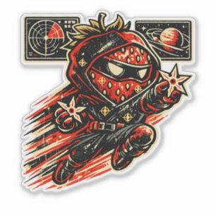 Jordgubbsstjärnmördare — Vintage Rymdninja Klistermärken