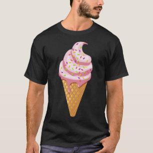 Jordgubbssunda i våffelkon med topp T-Sh T Shirt