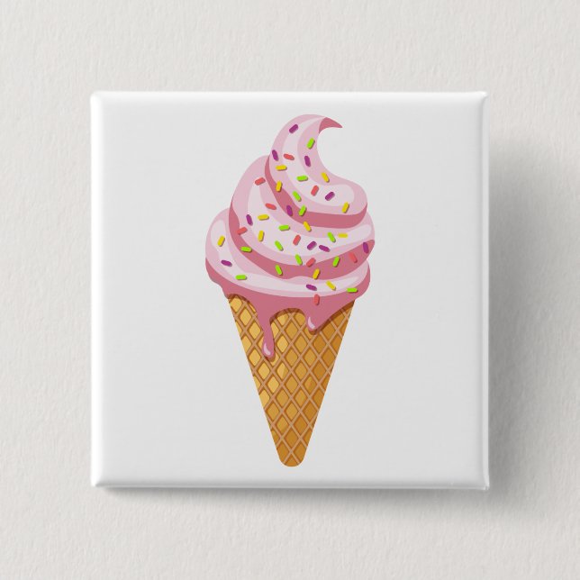 Jordgubbssunda i våffelkon med toppning knapp (Framsida)