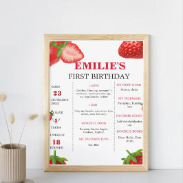 Jordgubbssvett Baby 1:a födelsedag - milstolpe Poster