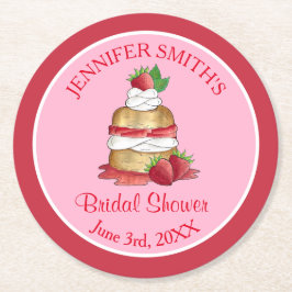 Jordgubbstårta Shortcake Bröllopsfest Födelsedag Underlägg Papper Rund