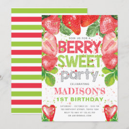 Jordgubbstest Tema Birthday Cute Inbjudningar