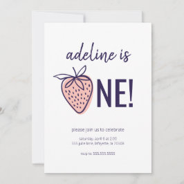 Jordgubbstest Tema Första Födelsedagsfest inbjudan