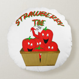 Jordgubbstid! Rund Kudde