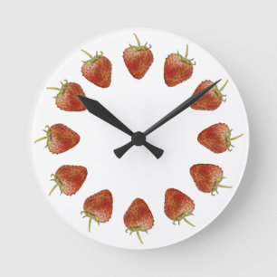 Jordgubbstimmar 12 Jordgubbar Circle Wall Clock Rund Klocka