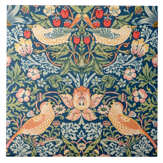 Jordgubbstjuv (av William Morris) Kakelplatta (Framsidan)
