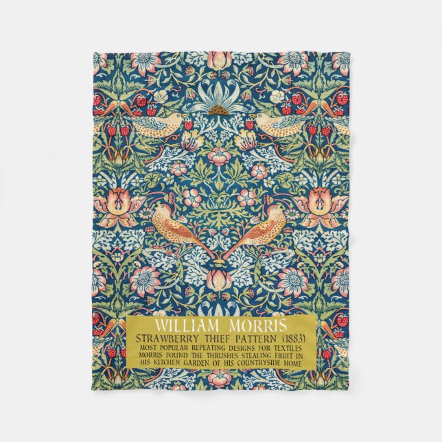 Jordgubbstjuv - William Morris-design Fleecefilt (Framsidan)