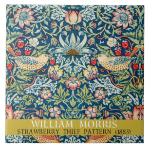 Jordgubbstjuv - William Morris-design Kakelplatta