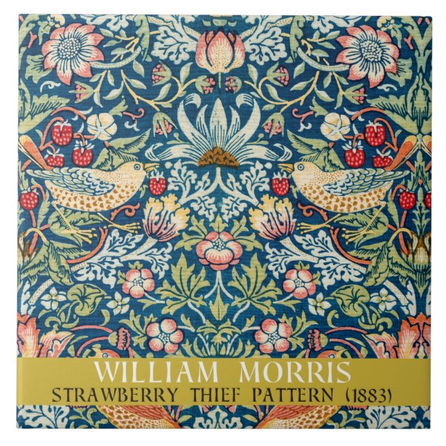 Jordgubbstjuv - William Morris-design Kakelplatta (Framsidan)