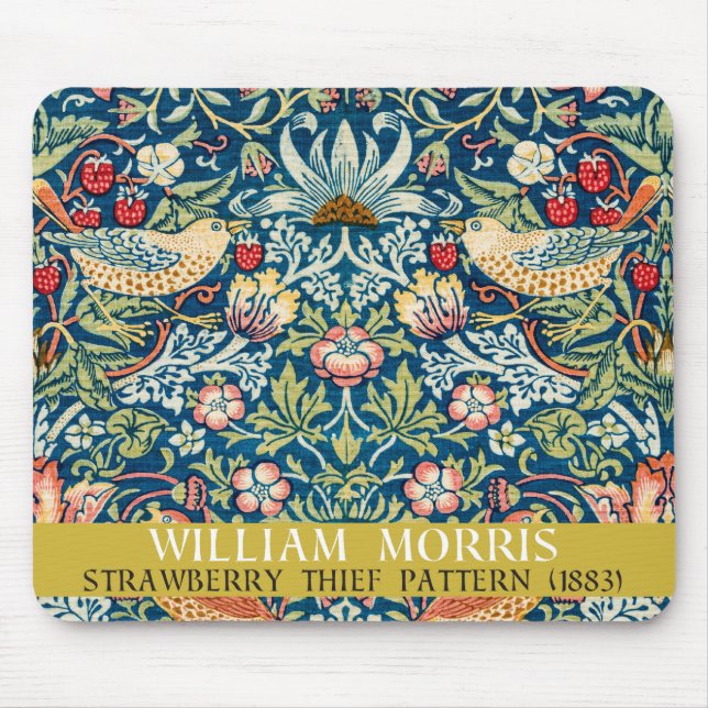 Jordgubbstjuv - William Morris-design Musmatta (Framsidan)